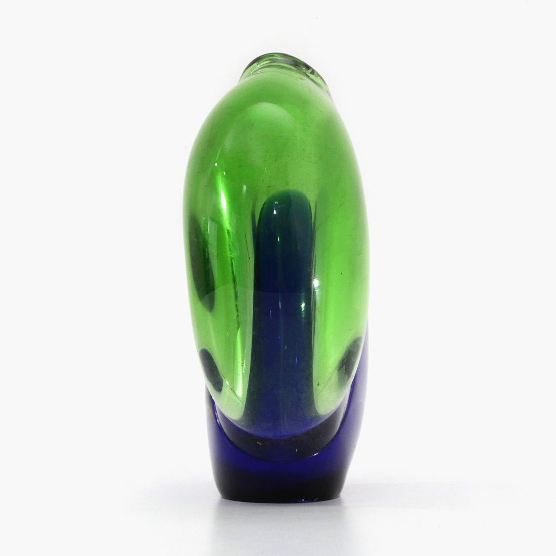 Green and Blue Murano Glass Vase, 1960s For Sale 3