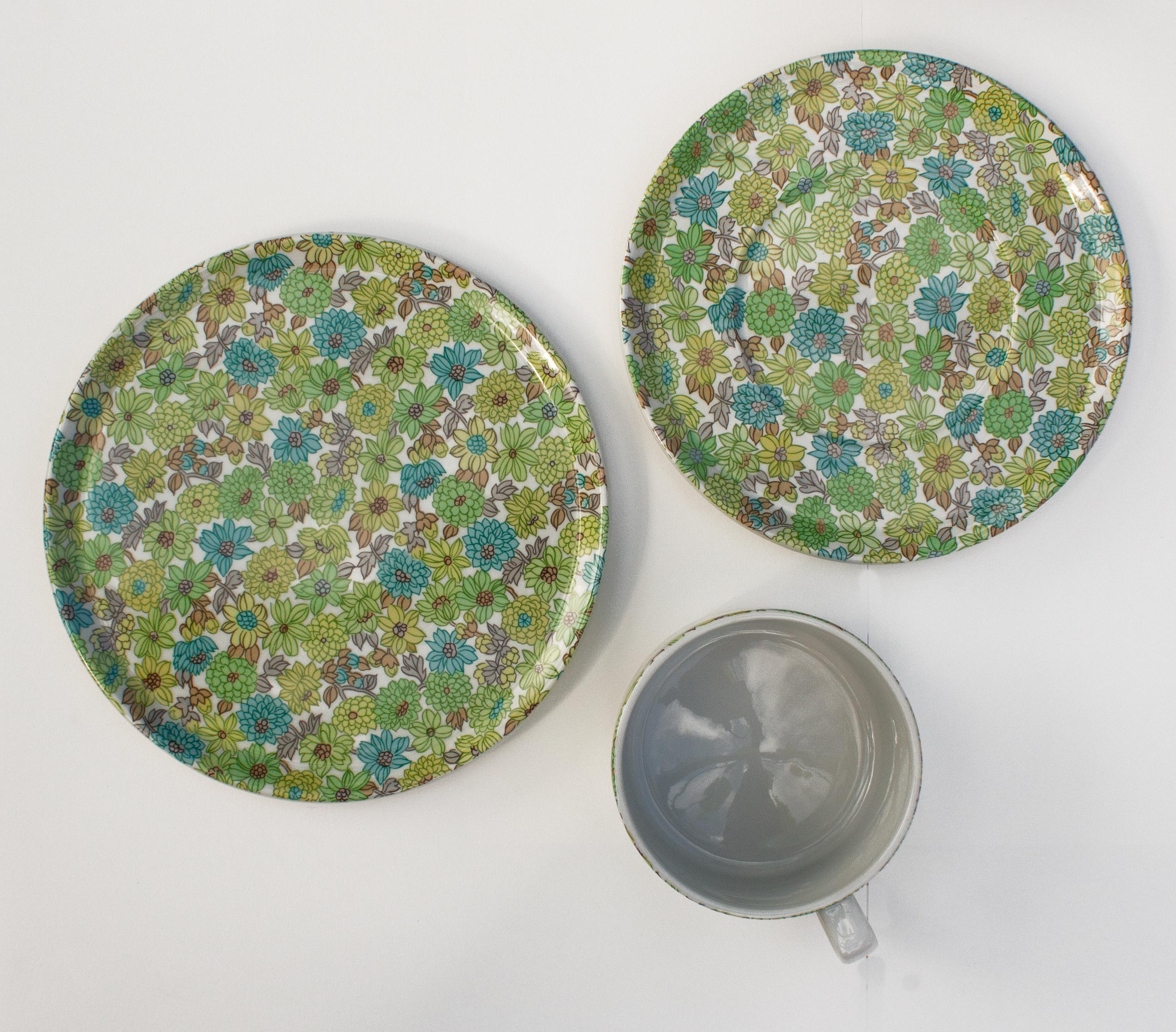 Servizio da tè verde e blu di Ambrogio Pozzi per Ceramica Franco Pozzi, anni '80 in vendita 3