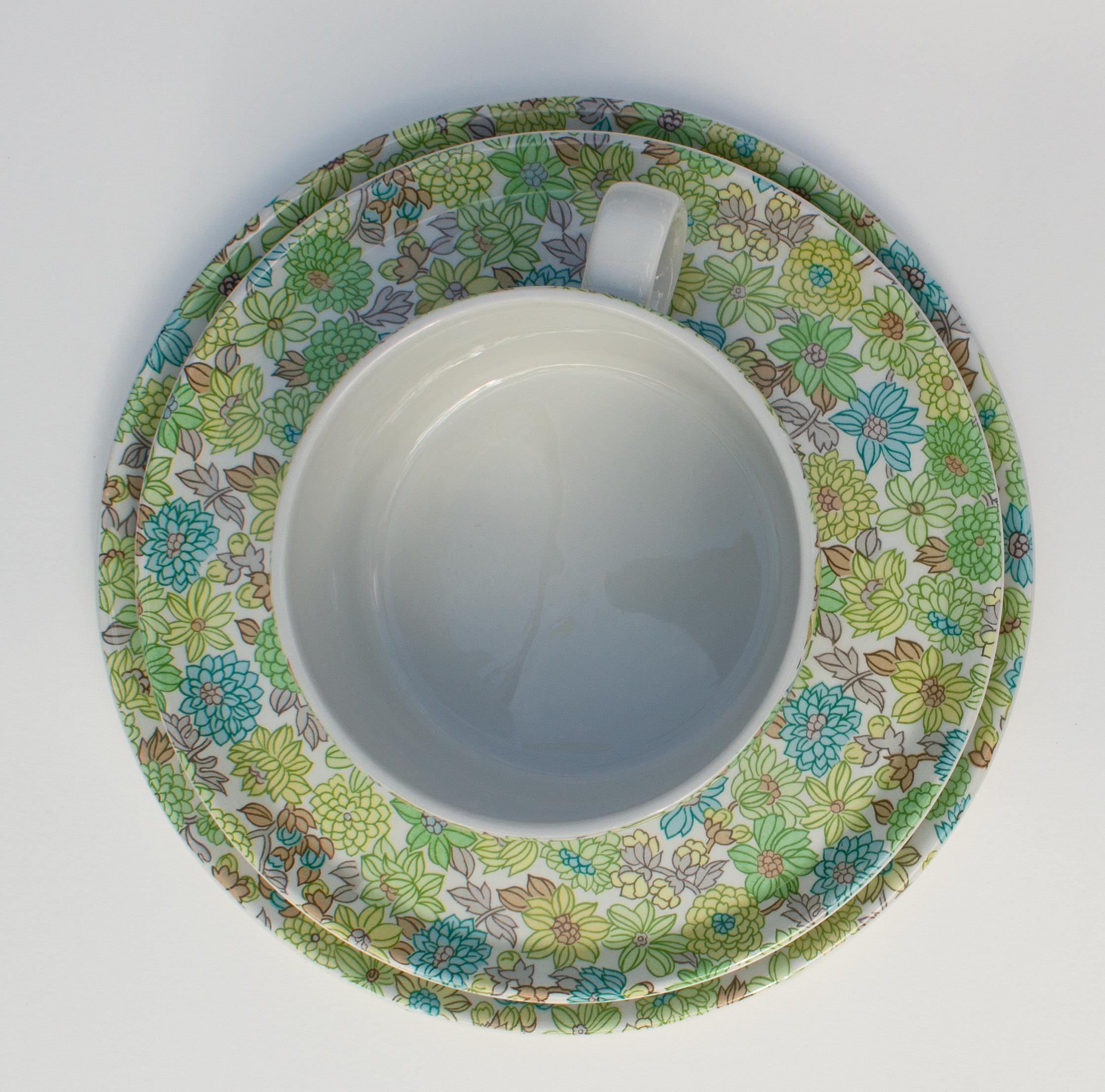 Servizio da tè verde e blu di Ambrogio Pozzi per Ceramica Franco Pozzi, anni '80 in vendita 6