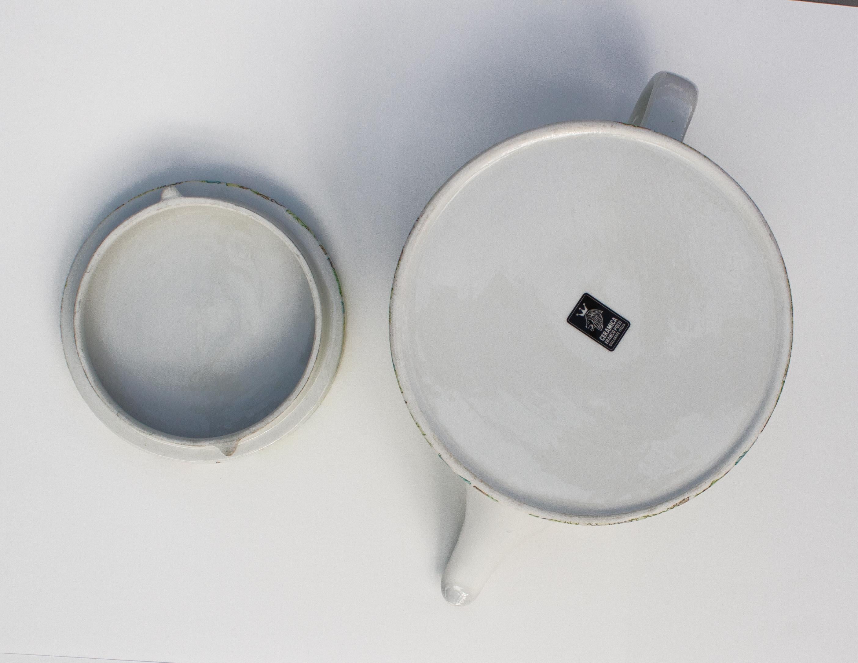 Servizio da tè verde e blu di Ambrogio Pozzi per Ceramica Franco Pozzi, anni '80 in vendita 8