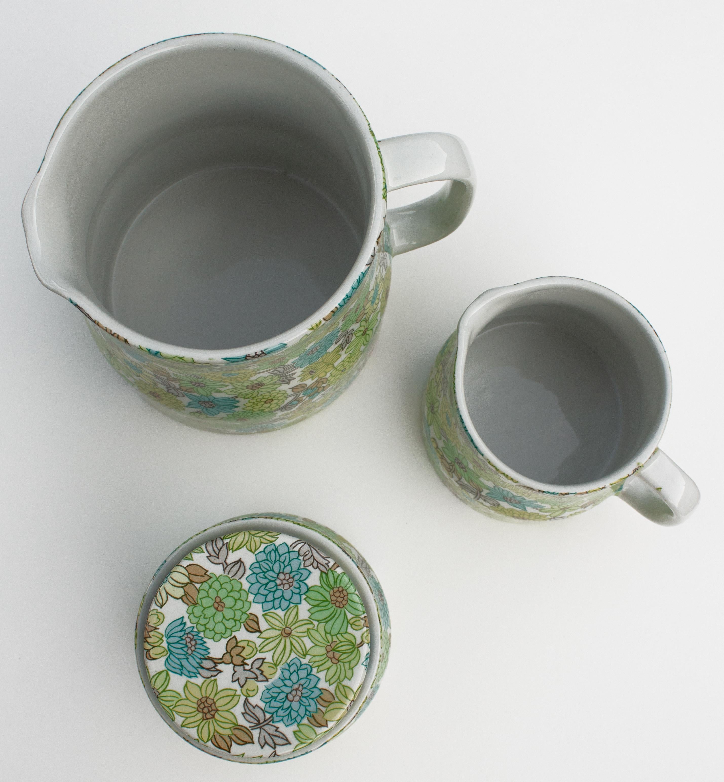 Servizio da tè verde e blu di Ambrogio Pozzi per Ceramica Franco Pozzi, anni '80 in vendita 10
