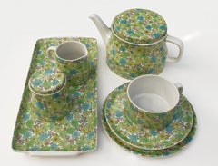 Juego de té verde y azul de Ambrogio Pozzi para Ceramica Franco Pozzi, años 80