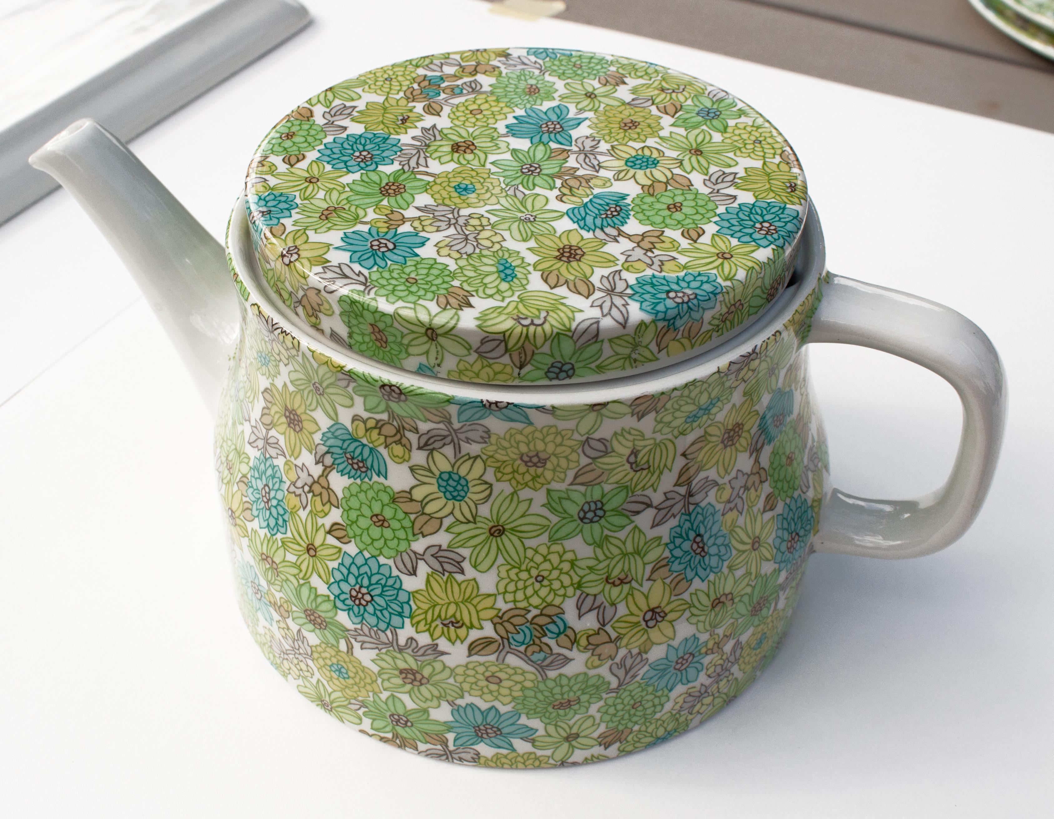 Servizio da tè verde e blu di Ambrogio Pozzi per Ceramica Franco Pozzi, anni '80 in vendita 2