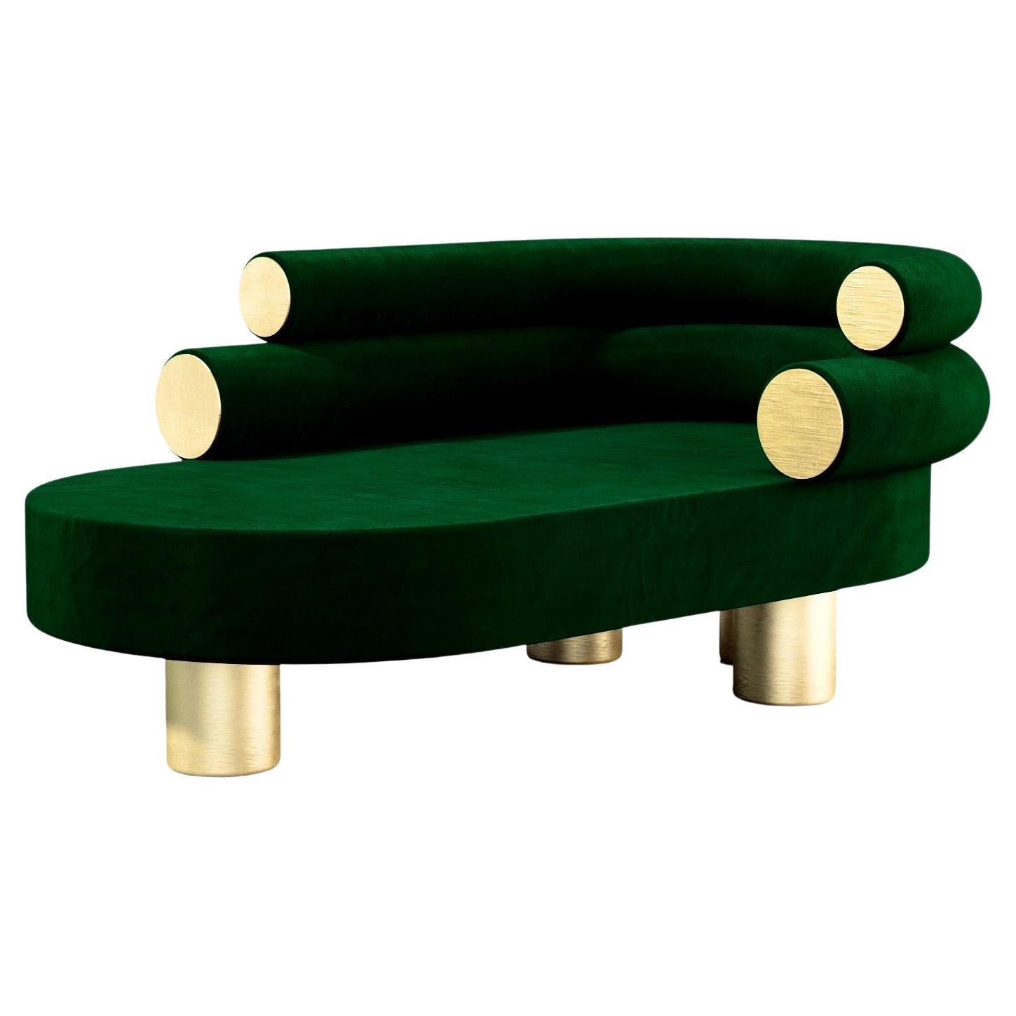 Green and Brass Mineral Chaise Longue by Kasadamo