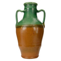 Green and Brown Glazed Ceramic Urn