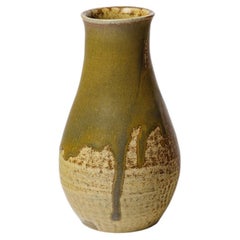 Green and brown glazed ceramic vase by Gaston Gaubier, circa 1920-1930.