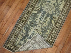 Zabihi Collection Green and Brown Narrow Persian Runner