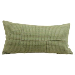 Green and Brown Small Wool Plaid Pattern Decorative Bolster Pillow