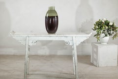 Green and Brown Vase with Drip Glaze and Asymmetric Rim