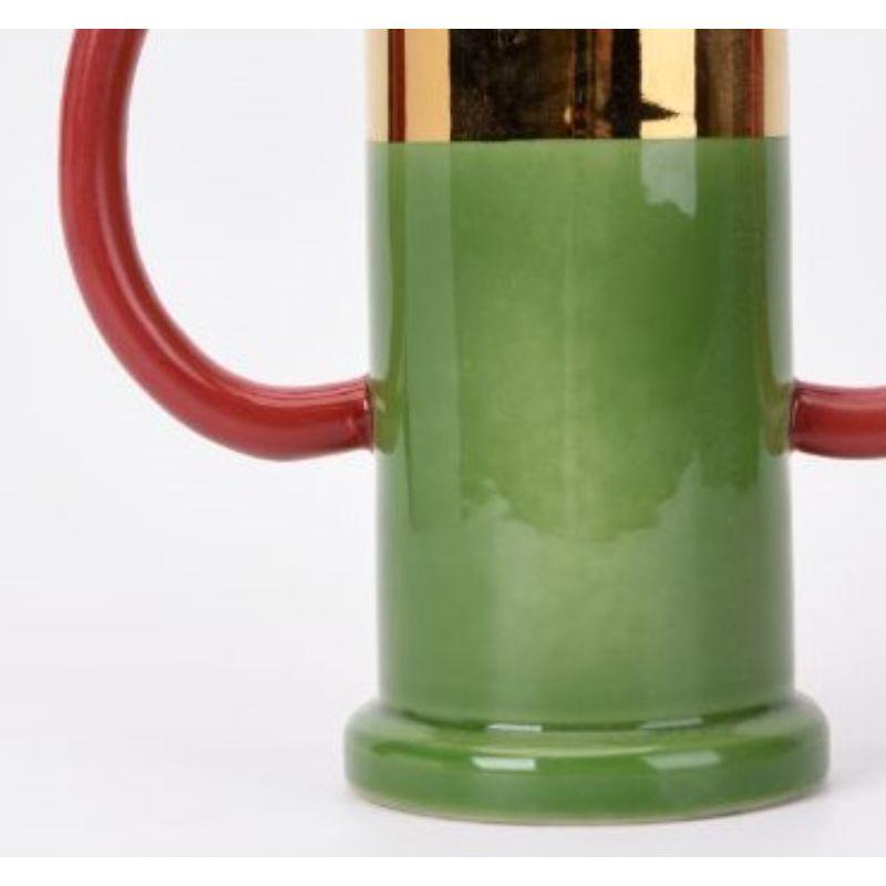 Glazed Green and Cherry Vase by WL Ceramics For Sale