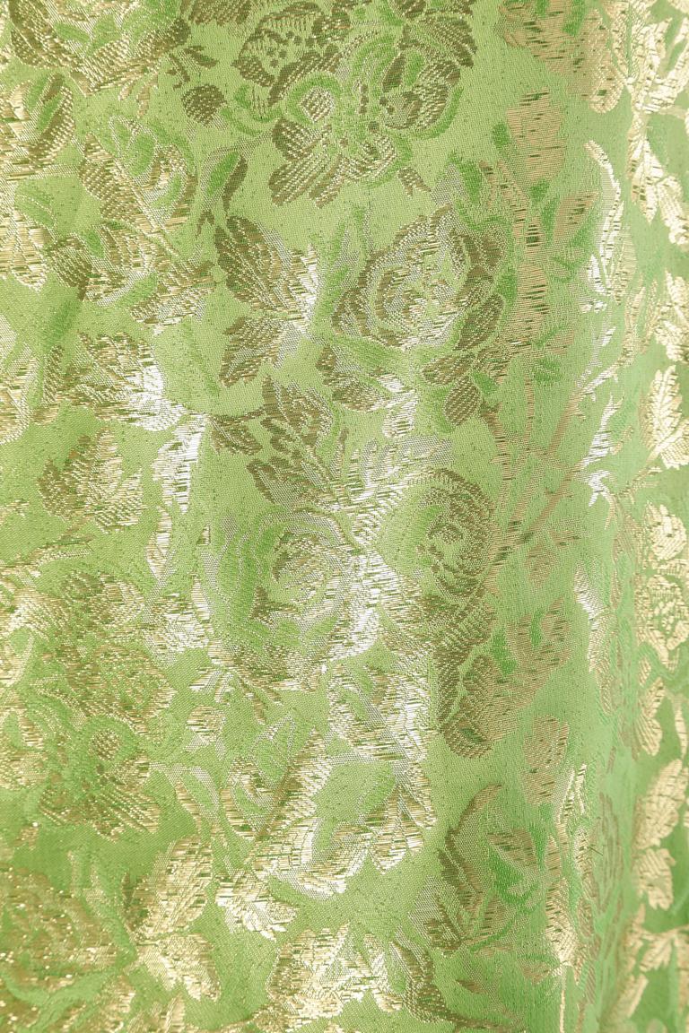 Grüner und goldener Cocktailrock -Anzug aus Seidenbrokat Ungaro Parallèle  Damen im Angebot