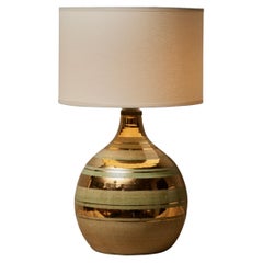 Green and Gold Glazed Ceramic Table Lamp by Georges Pelletier