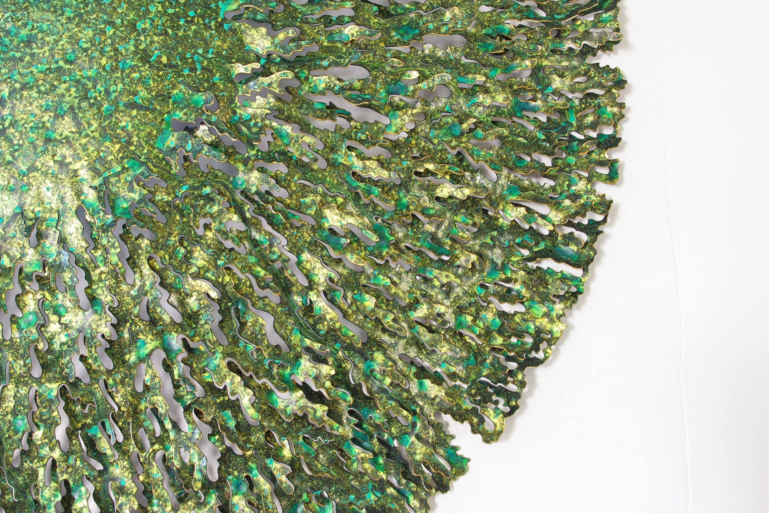 Green and gold iron seaweed wall sculpture designed by Fabio Bergomi for Fabio Ltd
Measures: Diameter 47 inches, depth 6 inches
1 in stock in Palm Springs currently ON FINAL CLEARANCE SALE for $899!!
Order reference #: FABIOLTD SC11
This piece makes