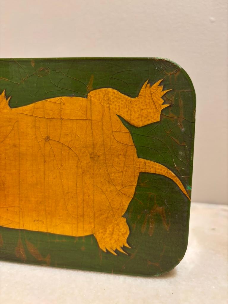 Scatola per tartarughe a decoupage in lacca verde e oro con interno in finto guscio di tartaruga in vendita 4