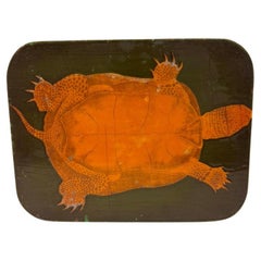 Boîte à motif de tortue en laque verte et or avec intérieur en fausse écaille de tortue