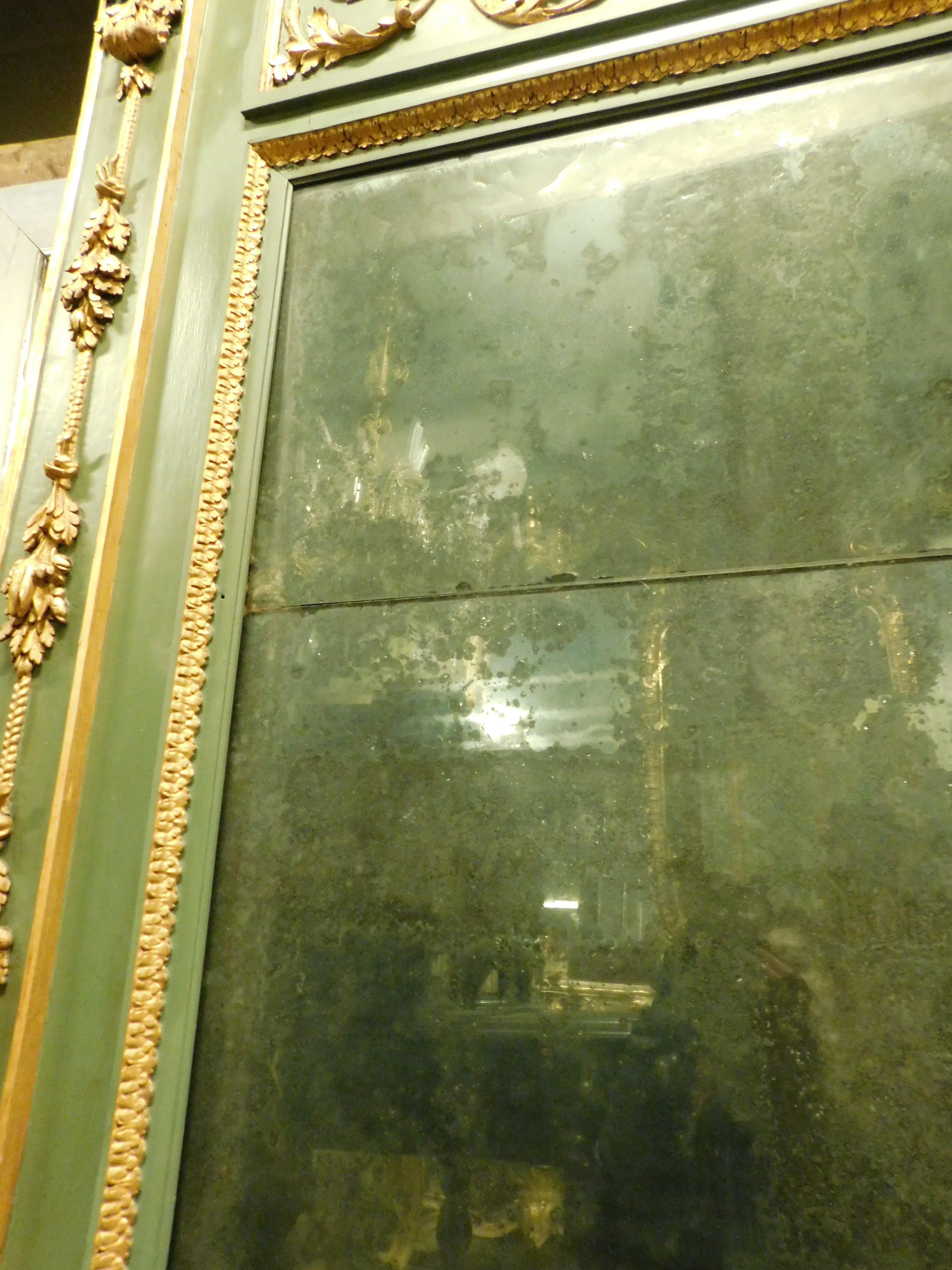 Consolle laccata verde e oro completa di specchio e tavolo, Francia in vendita 1