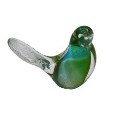 Green and Gold Murano Glass Bird, circa 1950
