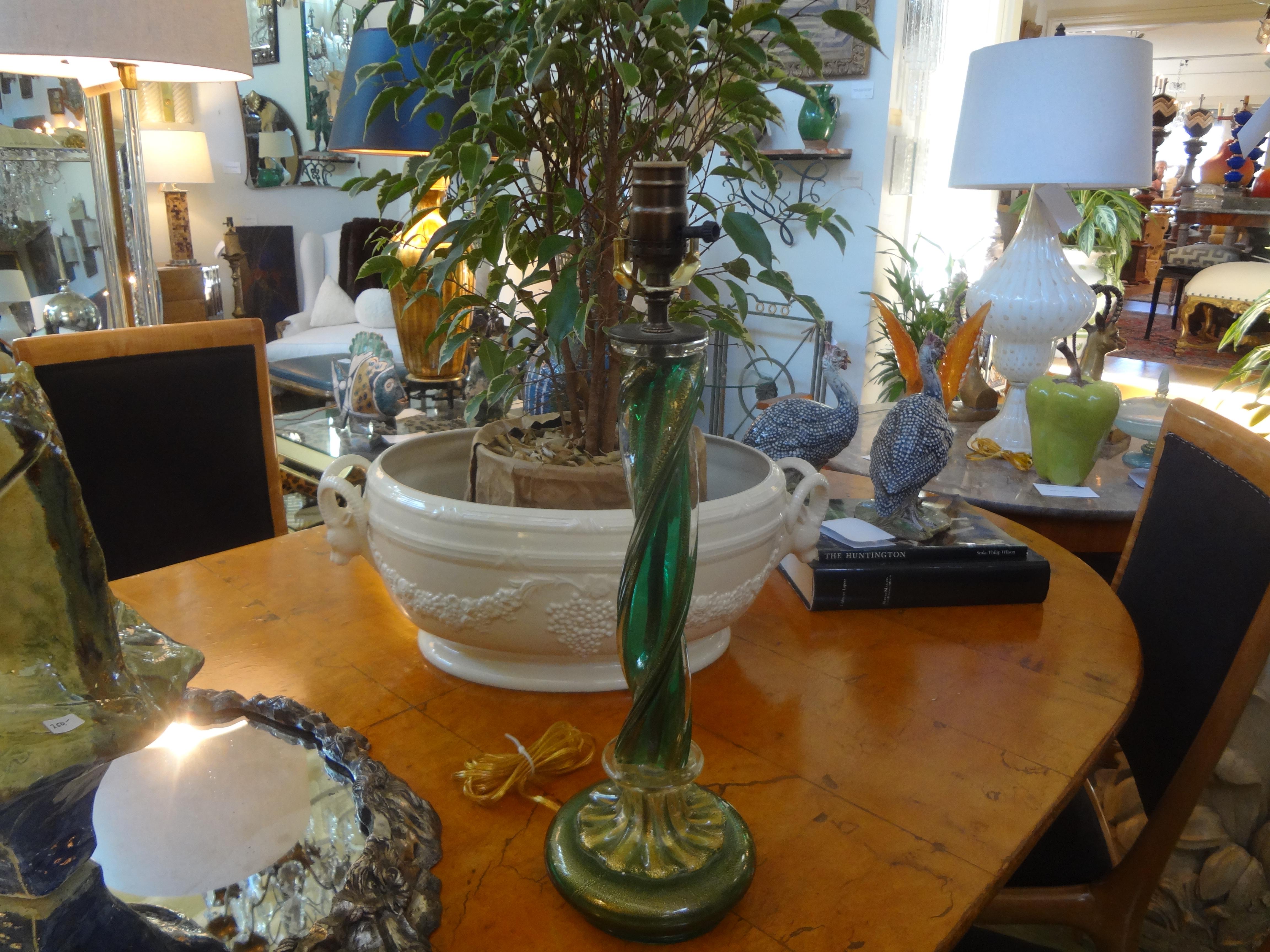 Green and Gold Murano Glass Lamp by Barovier 2