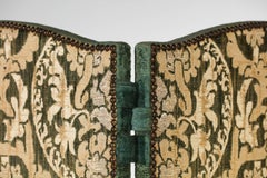 Green and gold velvet screen from the 40's / 50's French oak ceruse vintage