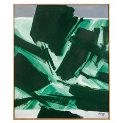 "Green and Gray" acrylic on canvas - Manuel Mampaso Bueno (1924-2001) - c. 1976