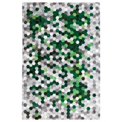 Green and Gray Customizable Angulo Cowhide Area Floor Rug Small