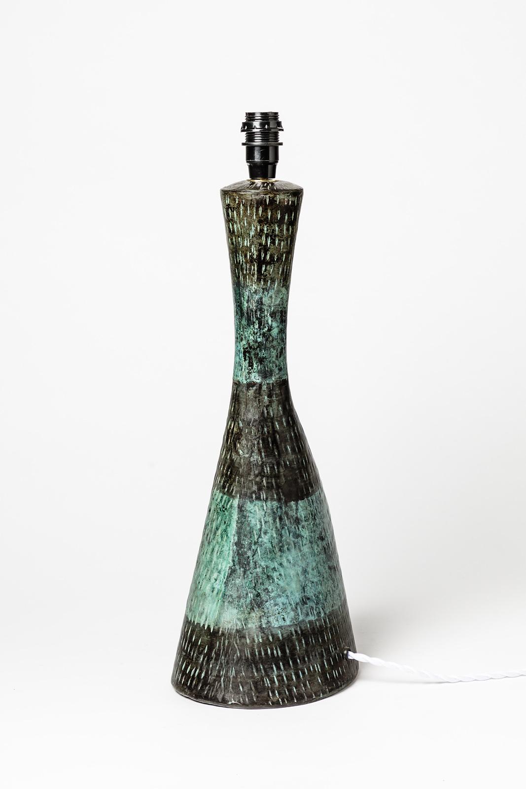 Lampe de table de forme libre en métal cuivré vert et gris, design du milieu du siècle dernier, 1970 Excellent état - En vente à Neuilly-en- sancerre, FR