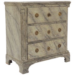 Green and Grey Marbled Danish Louis XVI Commode with Three Drawers