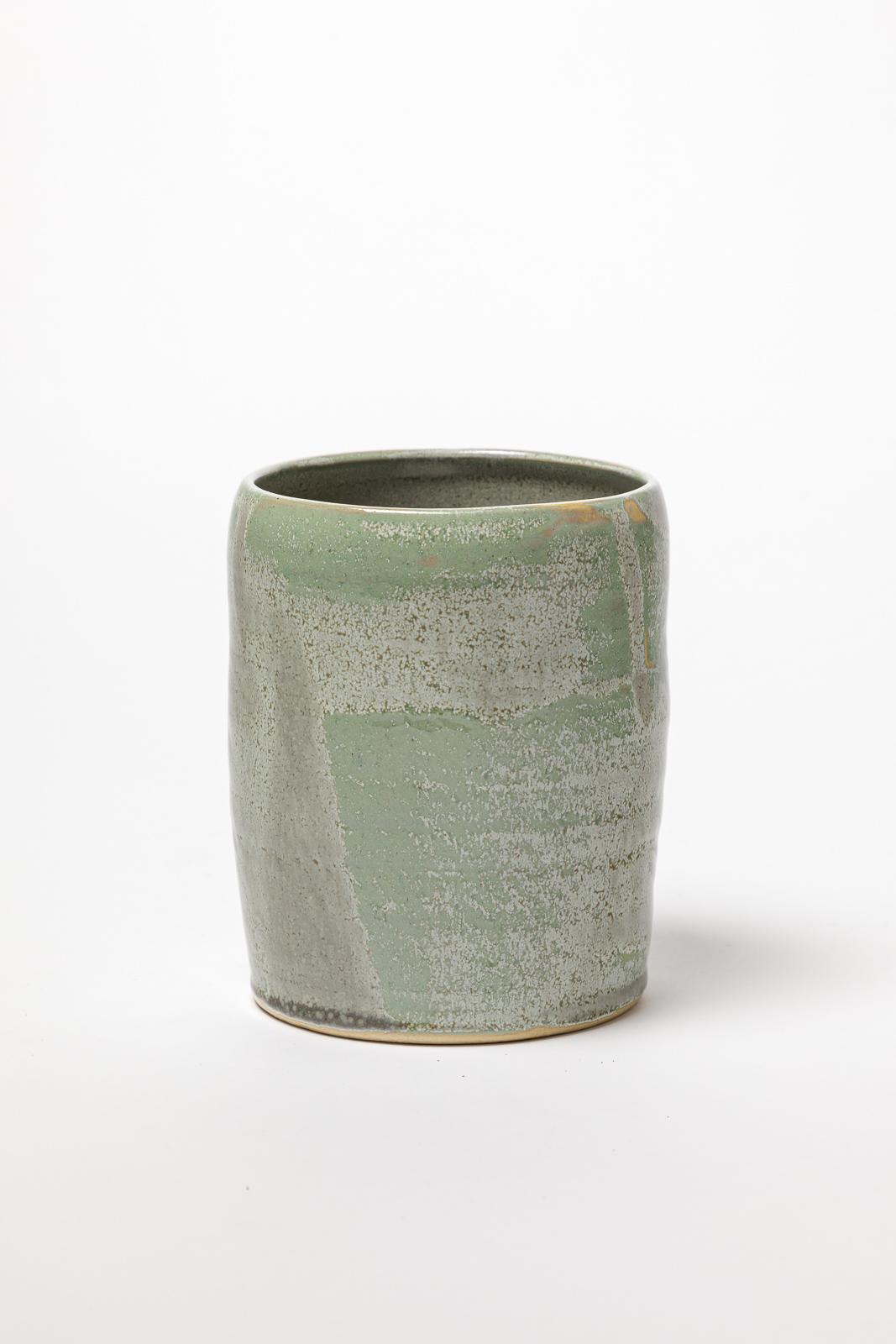 ATOI (born in 1987)

green and grey stoneware ceramic pottery vase

signed

original perfect condition

circa 2010

height 16 cm
Large 13 cm