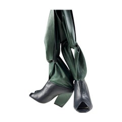 Green and ink blue leather boots by John Galliano for Christian Dior Circa 2000
