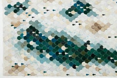Green and Ivory Contemporary Argentine's Cowhide Designed Rug