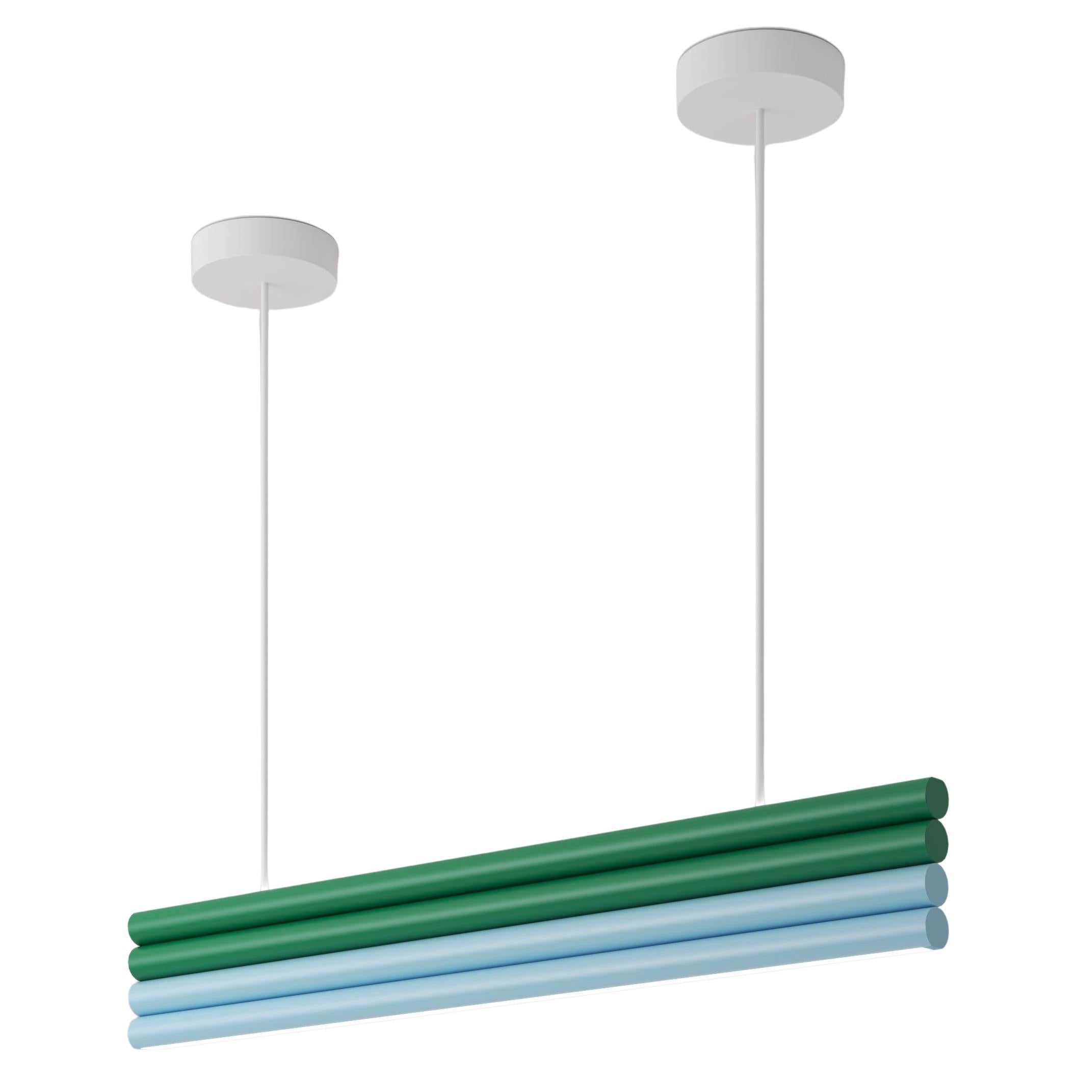 Lampadaire à tubes parallèles vert et bleu clair, Four Elements, par Atelier Areti