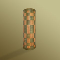 Green And Oak Veneer Umbrella Stand With Check Design
