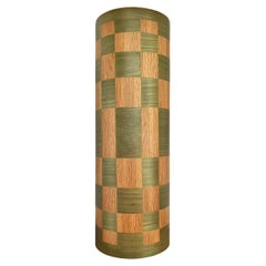 Green And Oak Veneer Umbrella Stand With Check Design