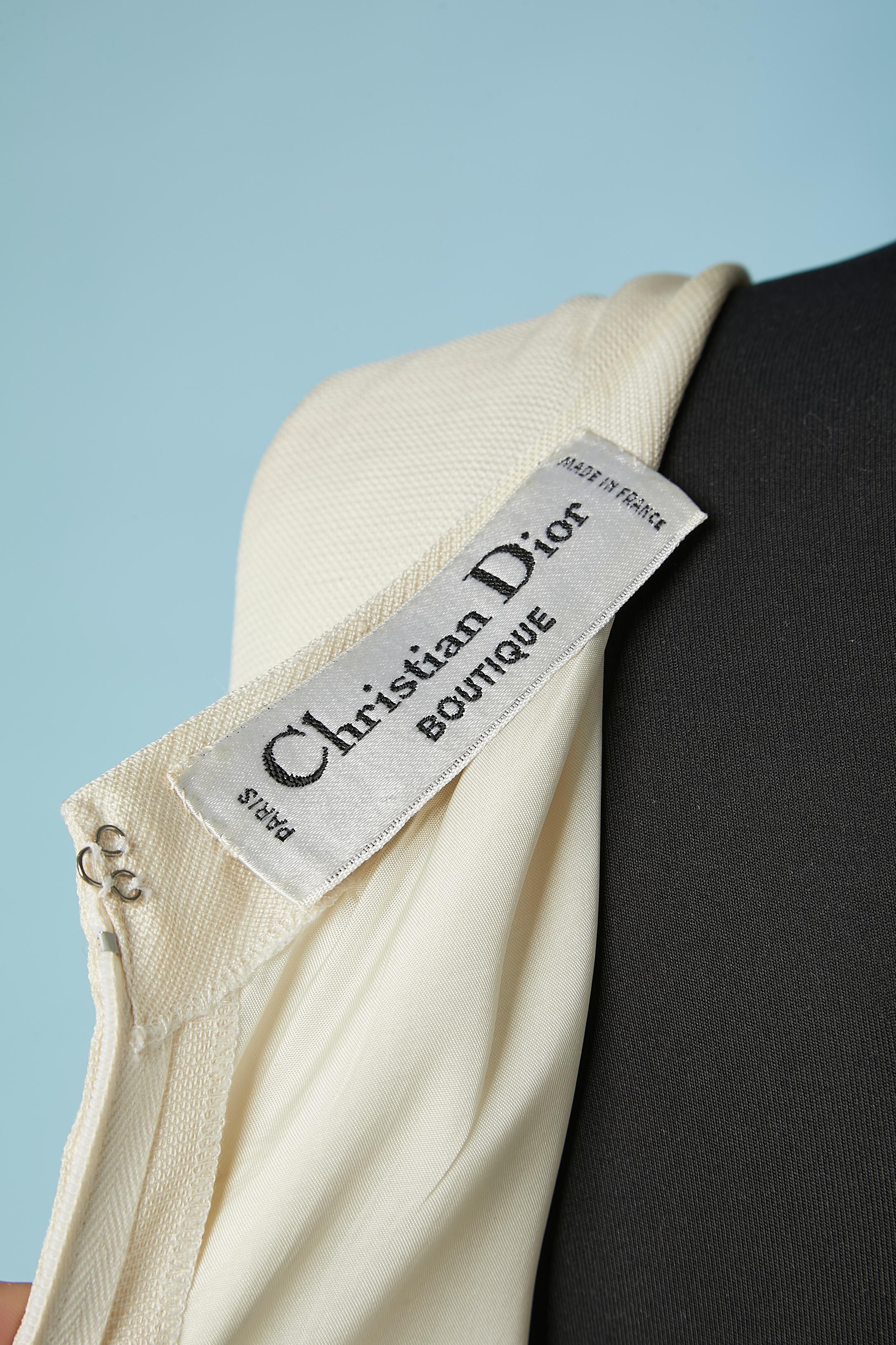 Robe du soir asymtrique en soie verte et blanc cass Christian Dior  en vente 1