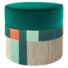 Green and Orange Couture Geometric Wien Pouf