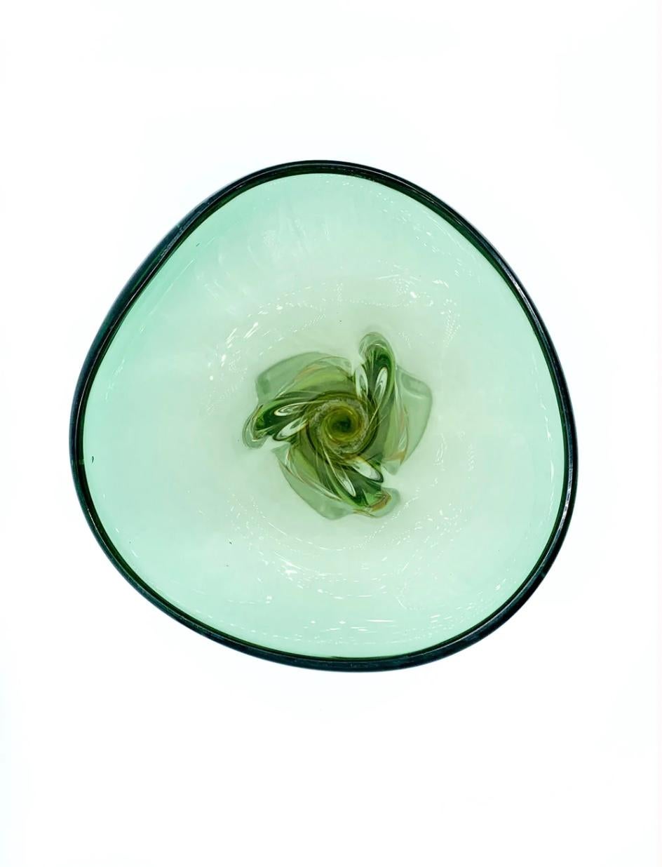 Mid-20th Century Green and Orange Murano Glass Vase Attributed to Flavio Poli from the 1960s