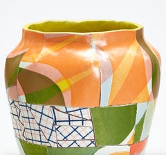 Green and Orange Swirling Mosaic Vase, Corinna Petra Friedrich