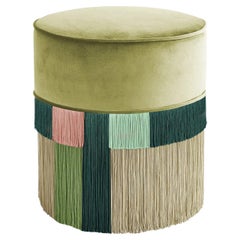 Green and Pink Couture Geometric Wien Pouf
