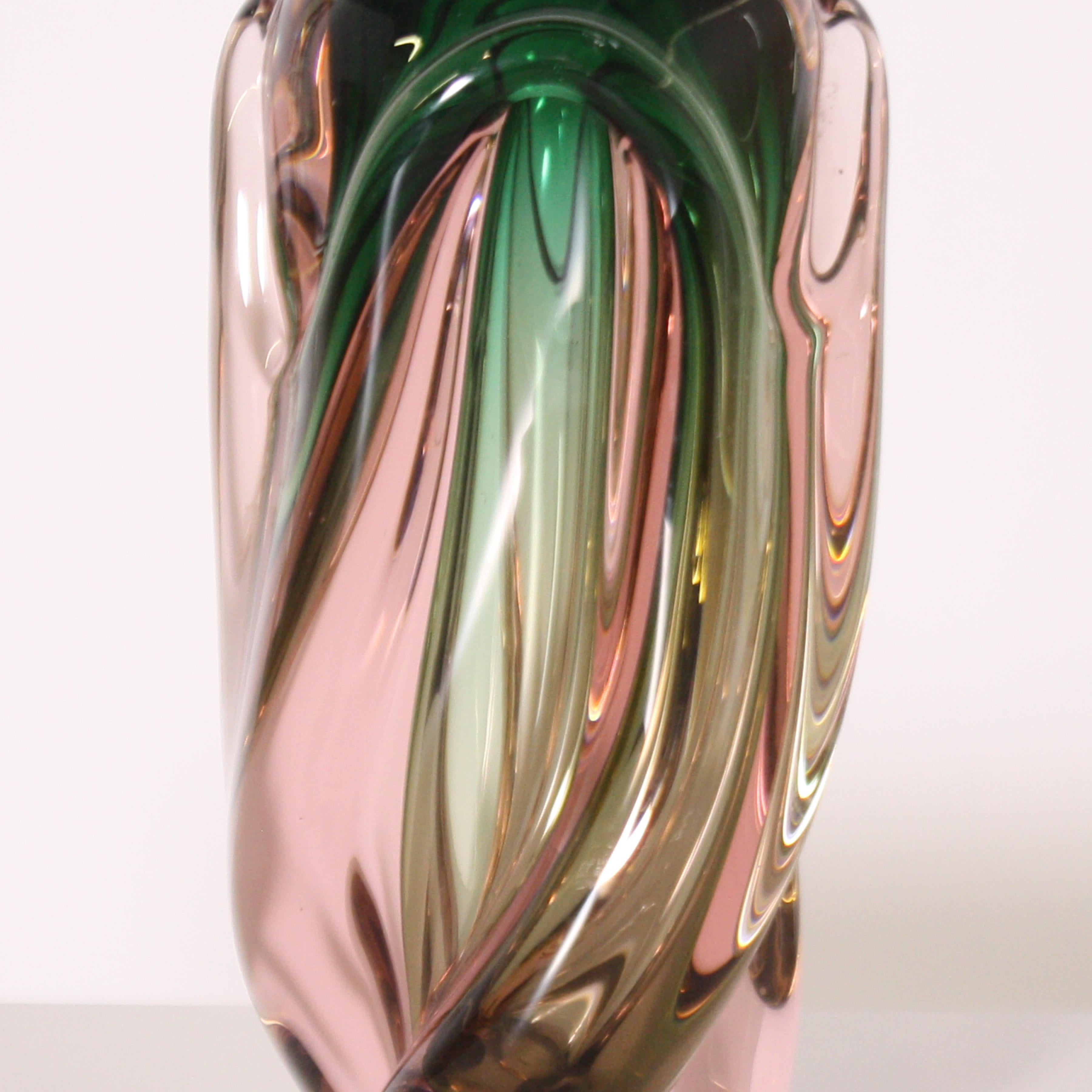 green and pink vase