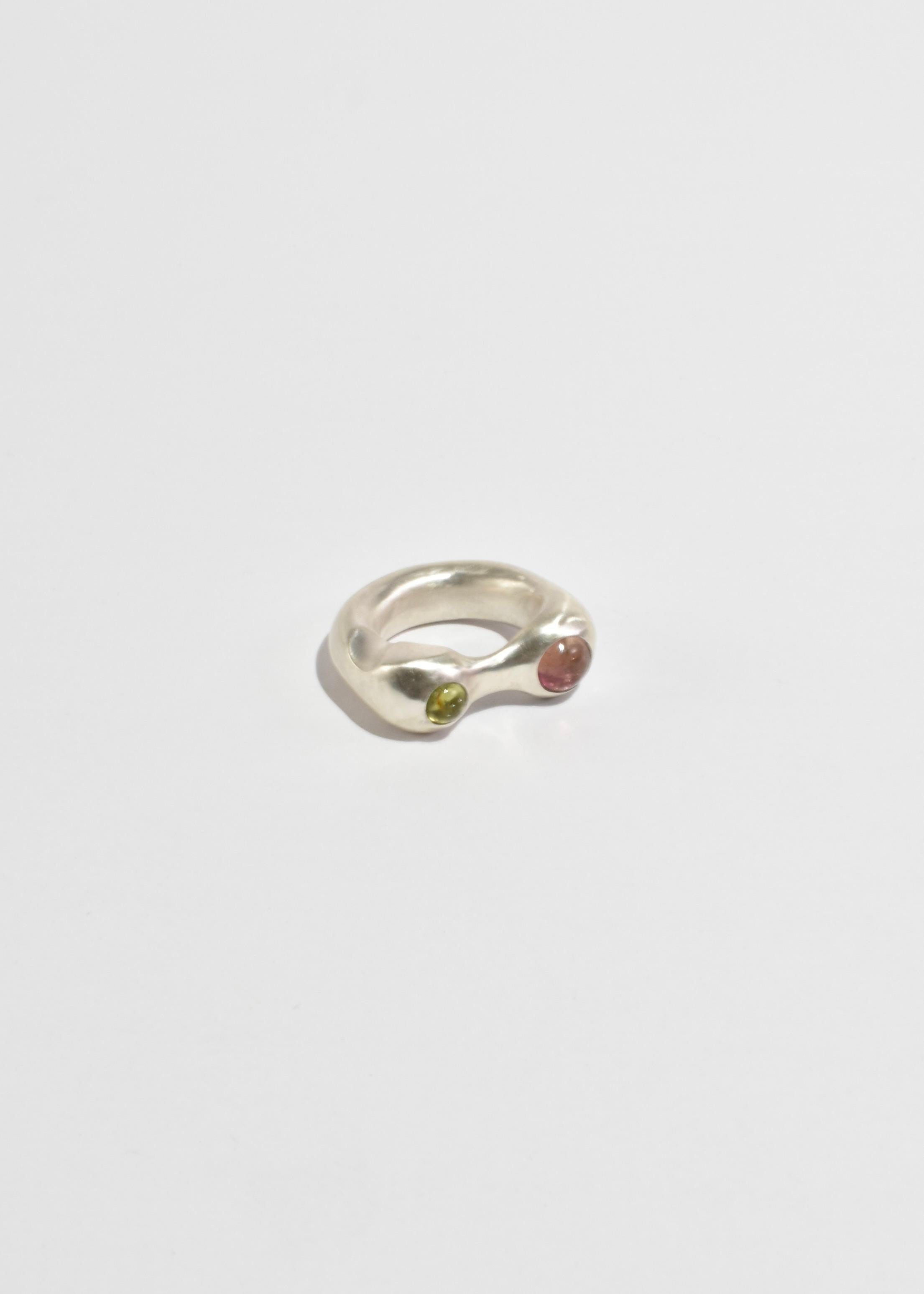 Cabochon Green and Pink Tourmaline Esme Ring For Sale