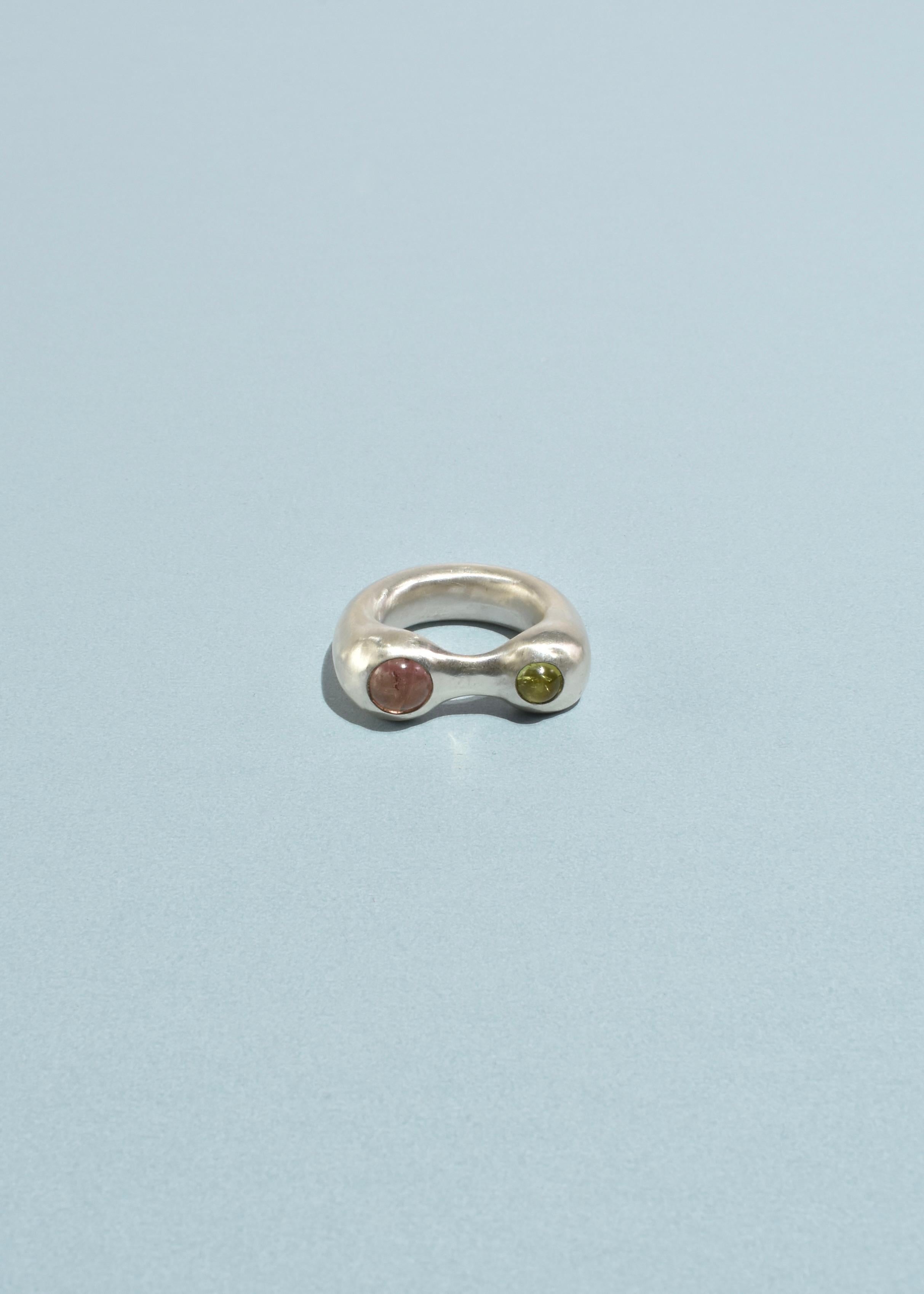 Women's or Men's Green and Pink Tourmaline Esme Ring For Sale