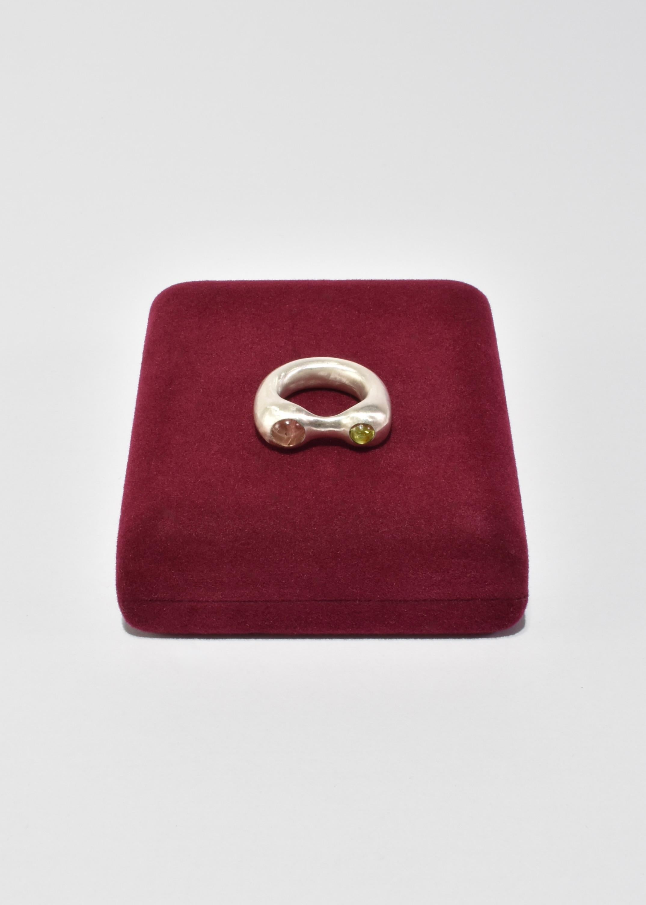 Green and Pink Tourmaline Esme Ring For Sale 1