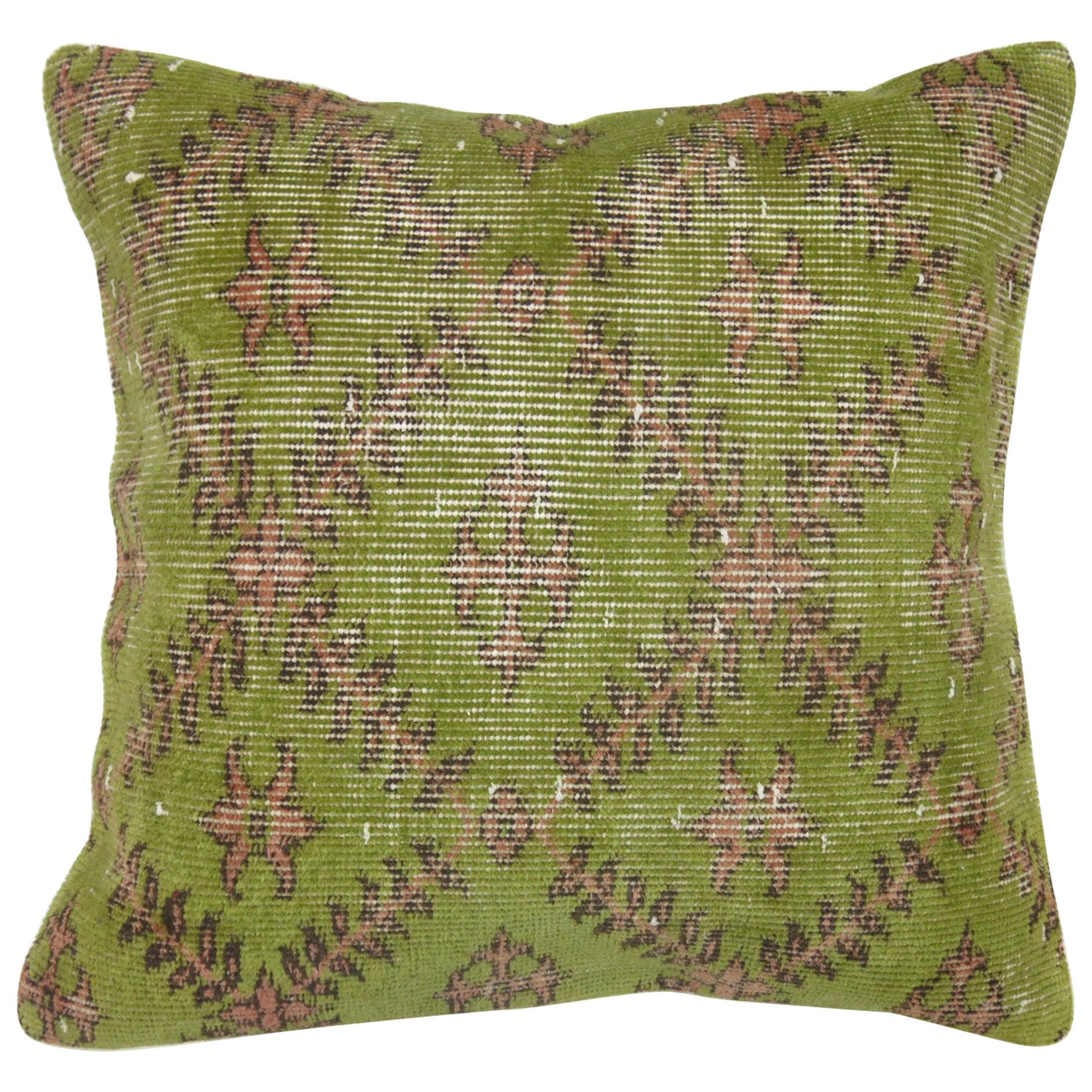 Green and Pink Vintage Turkish Rug Pillow