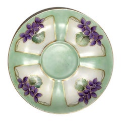 Green and Purple Floral Vide Poche Dish by Haviland, France, 1800s