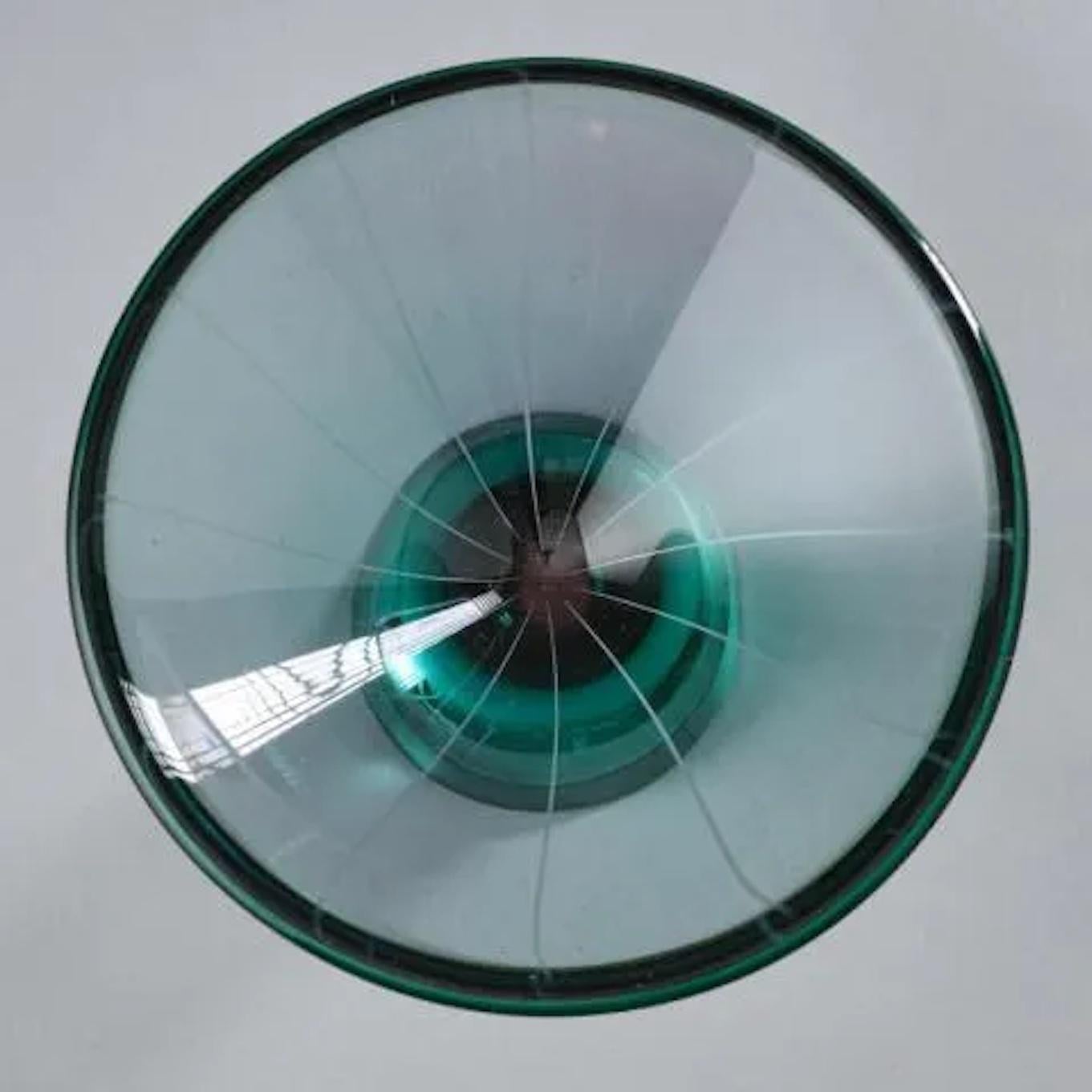 Green and Purple Glass Stemed Bowl by Luciano Gaspari for Salviati  In Good Condition For Sale In Montreal, QC
