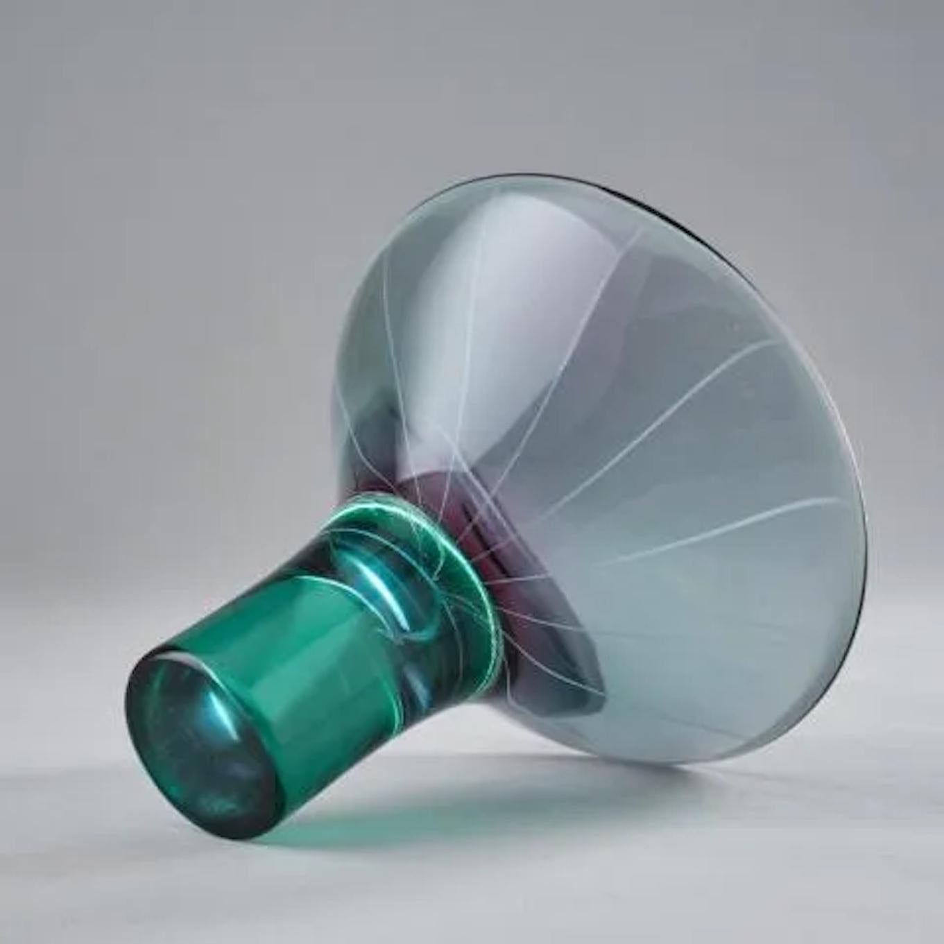 Mid-20th Century Green and Purple Glass Stemed Bowl by Luciano Gaspari for Salviati  For Sale