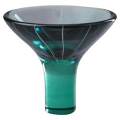 Retro Green and Purple Glass Stemed Bowl by Luciano Gaspari for Salviati 