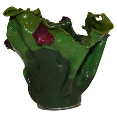 Green and Purple Glossy Sculpture Vase