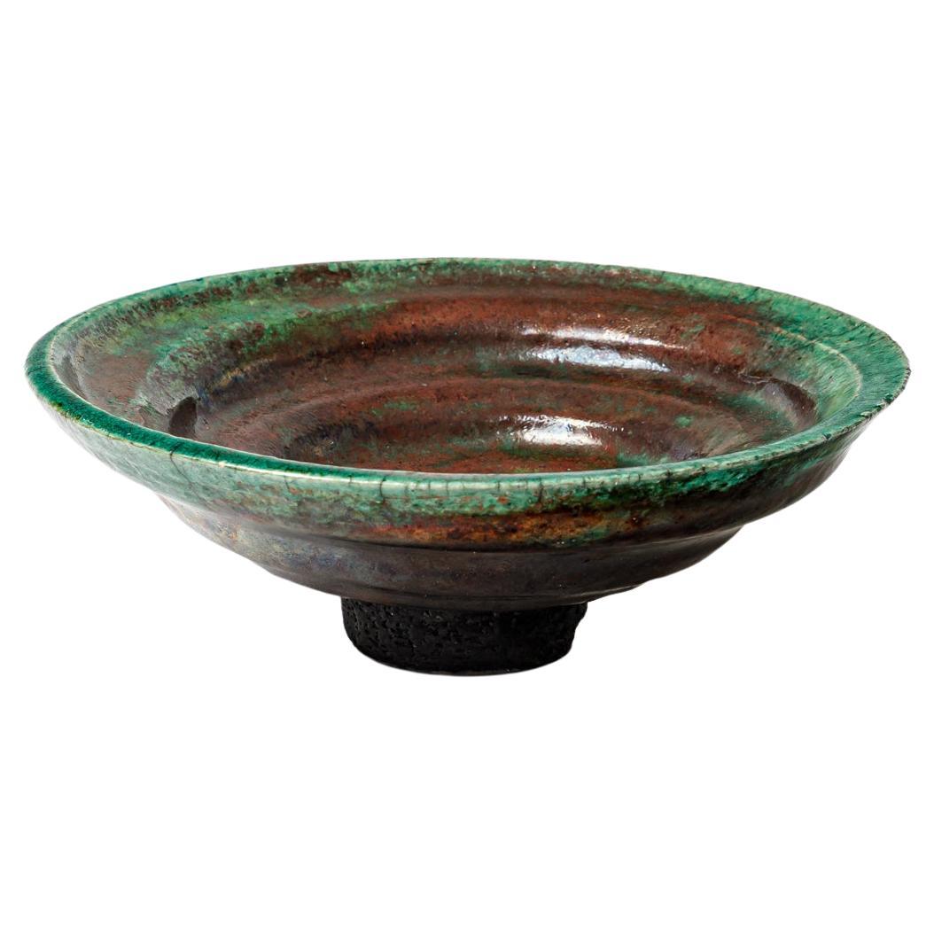 Green and red glazed ceramic cup by Gisèle Buthod Garçon, circa 1980-1990 For Sale