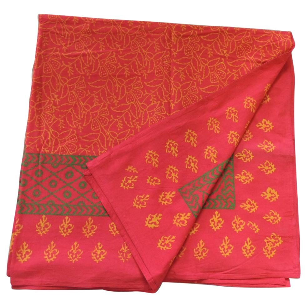 Green and Red Hand-Blocked Indian Coverlet